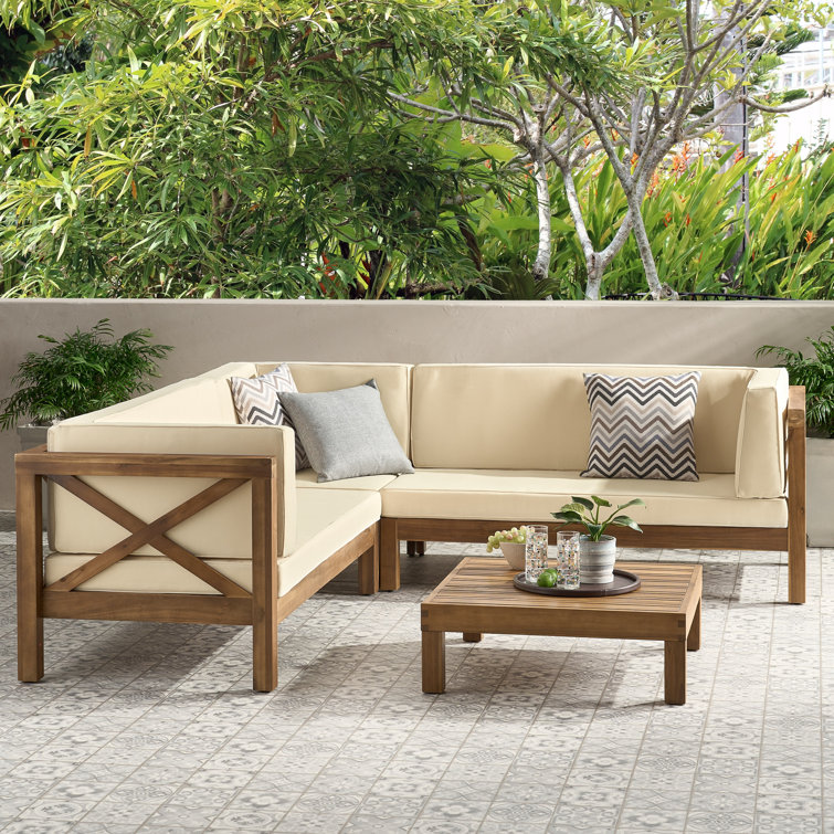 Beachcrest Home Luthersville 4 Piece Sectional Seating Sofa Set